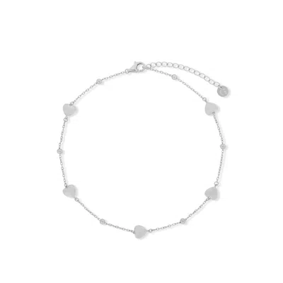 GOLD TRIP WOMEN'S HEARTS SATELLITE ANKLET IN SILVER