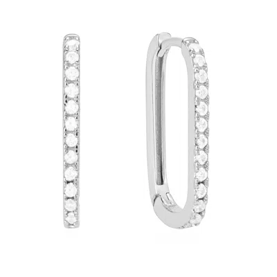Gold Trip Women's Large Crystal U Hoop Earrings In Silver