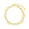 Gold Trip Women's Neutrals / Gold Layered Pearl Satellite Bracelet In Gold