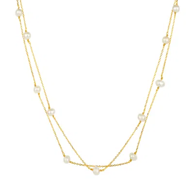 Gold Trip Women's Neutrals / Gold Layered Pearl Satellite Necklace In Gold