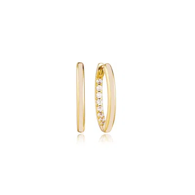 Gold Trip Women's Neutrals / Gold Small Nude Enamel Hoop Earrings In Gold