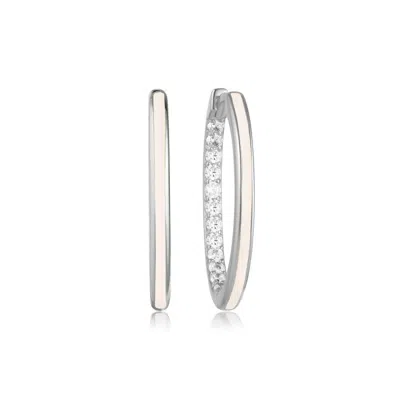 Gold Trip Women's Neutrals / Silver Large Nude Enamel Hoop Earrings In Silver In Metallic