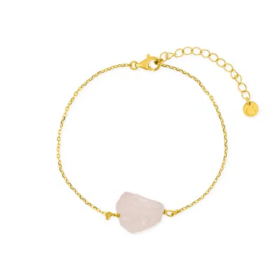 Gold Trip Women's Orange / Silver Rose Quartz Pebble Bracelet In Gold