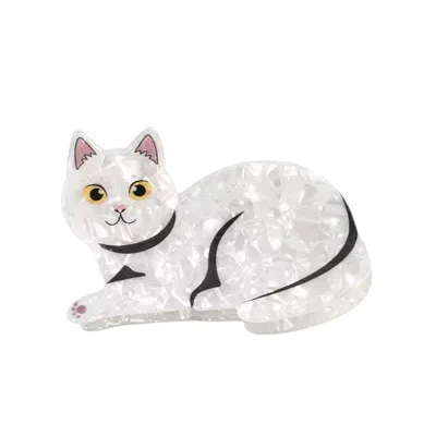 Gold Trip Women's Pink / Black / White Pearlescent Sparkle Cat Claw Clip In Metallic