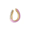 Gold Trip Women's Pink / Purple / Silver Pink Enamel Wave Ear Cuff In Gold