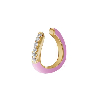 Gold Trip Women's Pink / Purple / Silver Pink Enamel Wave Ear Cuff In Gold