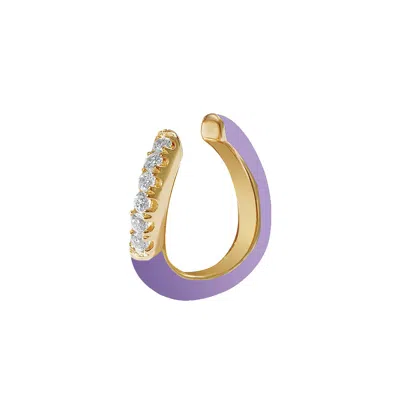 Gold Trip Women's Pink / Purple / Silver Purple Enamel Wave Ear Cuff In Gold