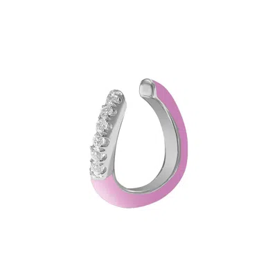 Gold Trip Women's Pink / Purple / White Pink Enamel Wave Ear Cuff In Silver In Multi