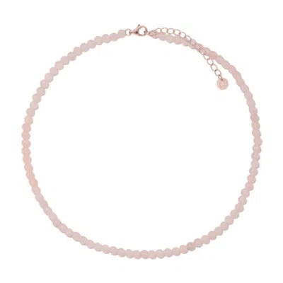 Gold Trip Women's Pink / Rose Gold Rose Quartz Beaded Necklace In Rose Gold