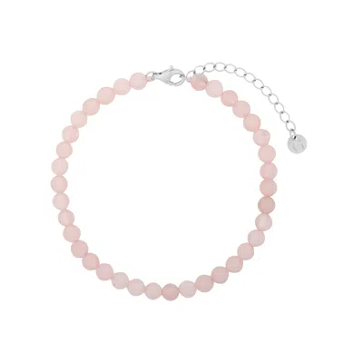 Gold Trip Women's Pink / Silver Rose Quartz Beaded Bracelet In Silver In Gold