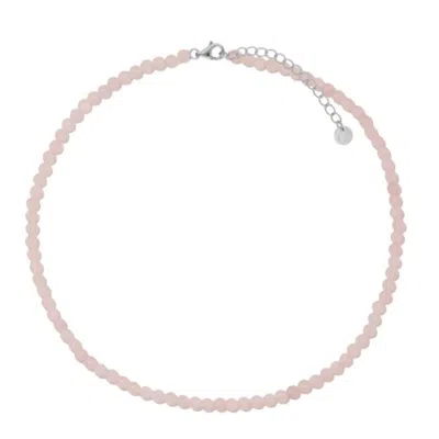 Gold Trip Women's Pink / Silver Rose Quartz Beaded Necklace In Silver