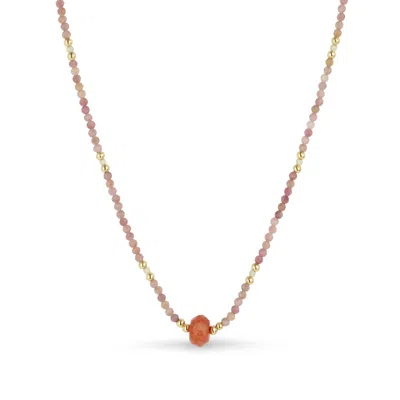 Gold Trip Women's Pink / White / Gold Coral & Pink Natural Stone Necklace