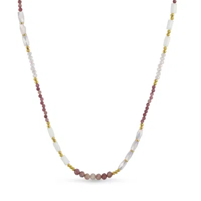 Gold Trip Women's Pink / White / Gold Pink Multi Gemstone Necklace