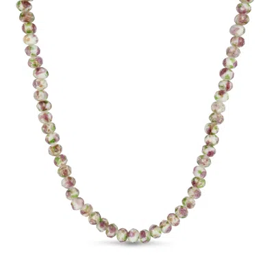 Gold Trip Women's Pink / White / Gold Summer Rose Glass Beaded Necklace In Gold In Multi