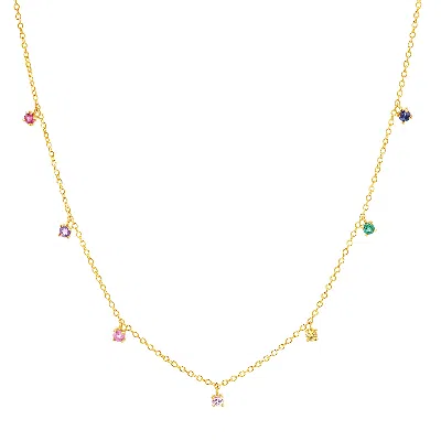 Gold Trip Women's Rainbow Multi Gemstone Necklace In Gold