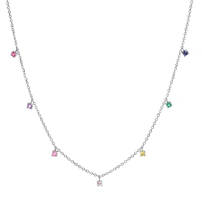Gold Trip Women's Rainbow Multi Gemstone Necklace In Silver In Metallic