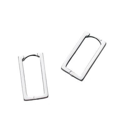 Gold Trip Women's Rectangle Hoop Earrings In Silver In White