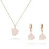 Gold Trip Women's Rose Gold / Pink Rose Quartz Pebble Pendant & Earrings Set In Rose Gold In Metallic