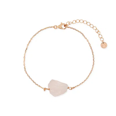 Gold Trip Women's Rose Quartz Pebble Bracelet In Rose Gold