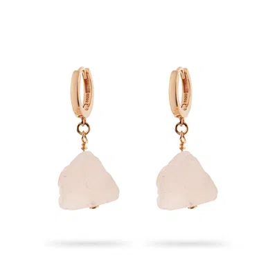 Gold Trip Women's Rose Quartz Pebble Huggie Hoops In Rose Gold