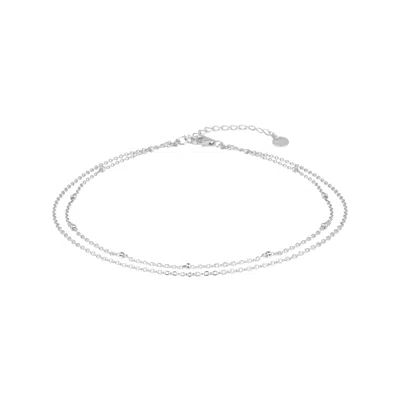 Gold Trip Women's Satellite Double Chain Anklet In Silver