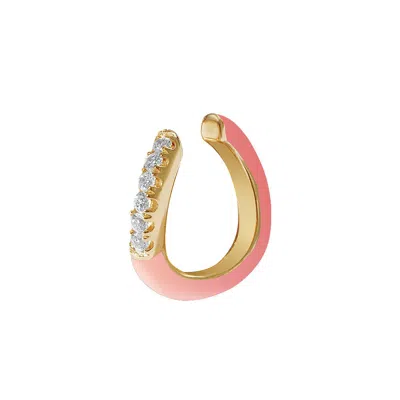 Gold Trip Women's Silver / Gold / Yellow Peach Enamel Wave Ear Cuff In Gold