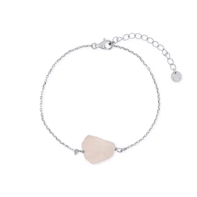 Gold Trip Women's Silver / Orange Rose Quartz Pebble Bracelet In Silver In Multi