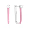 Gold Trip Women's Silver / Pink Pink Enamel U Hoop Earrings In Silver In Brown