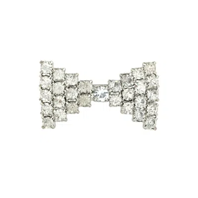 Gold Trip Women's Silver Vintage Jewel Bow Brooch