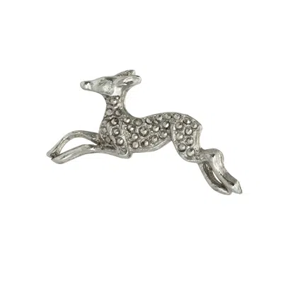 Gold Trip Women's Silver Vintage Prancing Deer Brooch