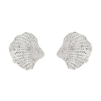Gold Trip Women's Silver Vintage Seashell Clip On Earrings