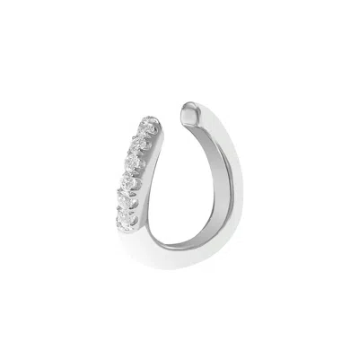 Gold Trip Women's Silver / White White Enamel Wave Ear Cuff In Silver