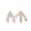 Gold Trip Women's Sparkling Wishbone Earrings In Gold In Gray
