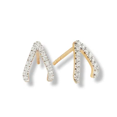 Gold Trip Women's Sparkling Wishbone Earrings In Gold In Gray