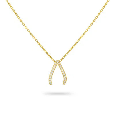 Gold Trip Women's Sparkling Wishbone Necklace In Gold