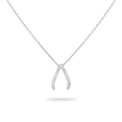 Gold Trip Women's Sparkling Wishbone Necklace In Silver In Metallic
