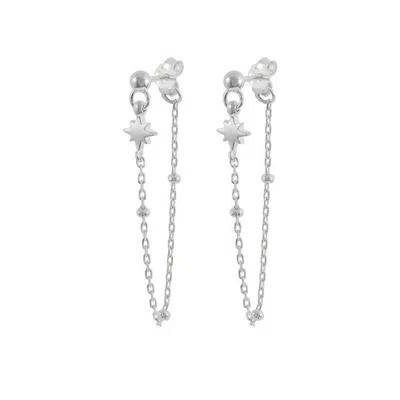 Gold Trip Women's Star Chain Drop Earrings In Silver