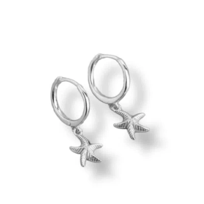 Gold Trip Women's Starfish Huggie Hoops In Silver In White