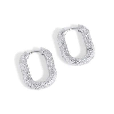 Gold Trip Women's Textured U Hoop Earrings In Silver In Metallic