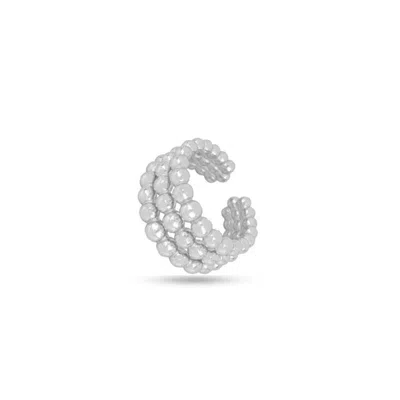 Gold Trip Women's Triple Layer Beaded Ear Cuff In Silver