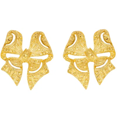 Gold Trip Women's Vintage Gold Bow Clip-on Earrings