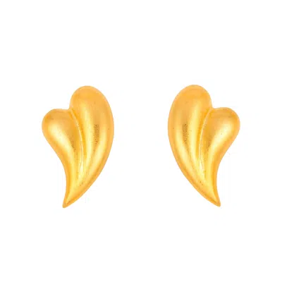 Gold Trip Women's Vintage Gold Heart Clip On Earrings