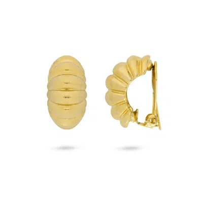 Gold Trip Women's Vintage Gold Ripple Dome Clip On Earrings