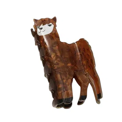 Gold Trip Women's White / Brown Llama Claw Clip