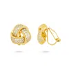 Gold Trip Women's White / Gold Crystal Knot Clip On Earrings In Gold
