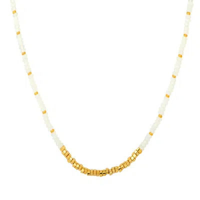 Gold Trip Women's White / Gold Moonstone Nugget Beaded Necklace In Gold In Multi