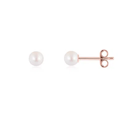Gold Trip Women's White / Rose Gold Freshwater Pearl Stud Earrings In Rose Gold