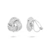 Gold Trip Women's White / Silver Crystal Knot Clip On Earrings In Silver