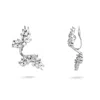 Gold Trip Women's White / Silver Crystal Leaf Clip On Earrings