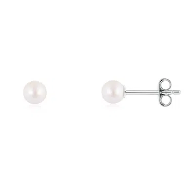 Gold Trip Women's White / Silver Freshwater Pearl Stud Earrings In Silver